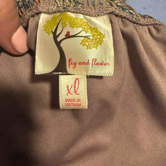 Fig and Flower (Anthropologie)Gray and Orange Smocked Tiered Shirt and Skirt Set - Picture 8 of 9